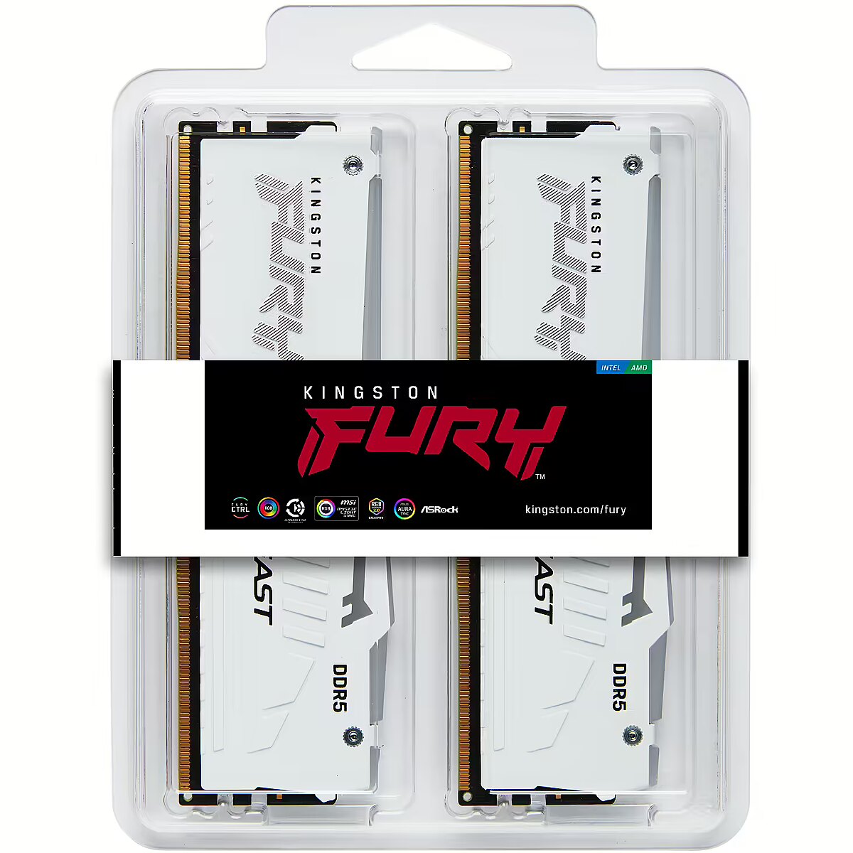 Kingston 32GB 6000MT s DDR5 CL36 DIMM Kit of 2 FURY Beast White RGB EXPO KF560C36BWE2AK2 32