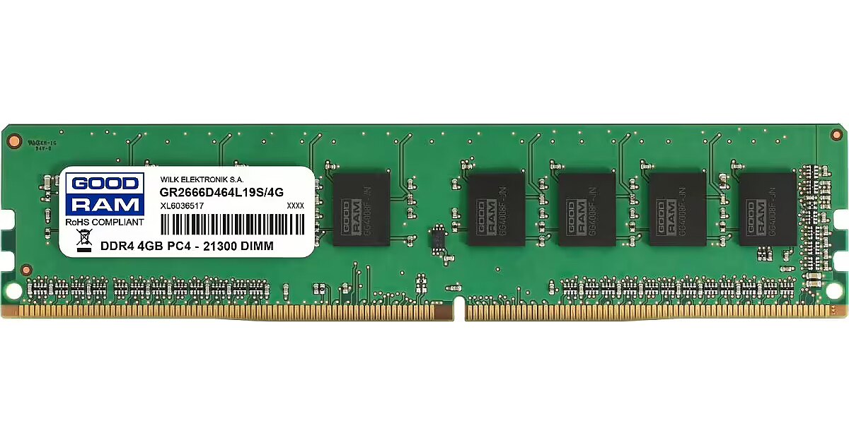 Goodram DDR4 4GB 2666MHz CL19 Single Stick GR2666D464L19S 4G