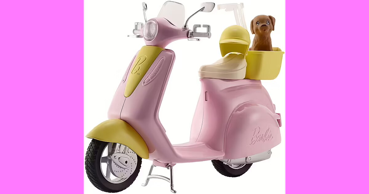 Barbie moped hauling and puppy