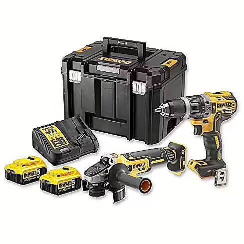 DeWALT cordless hammer Angle Set DCK2080P2T 18 Volt tool set yellow black combo pack 2x Li ion battery 5.0 Ah DCK2080P2T QW