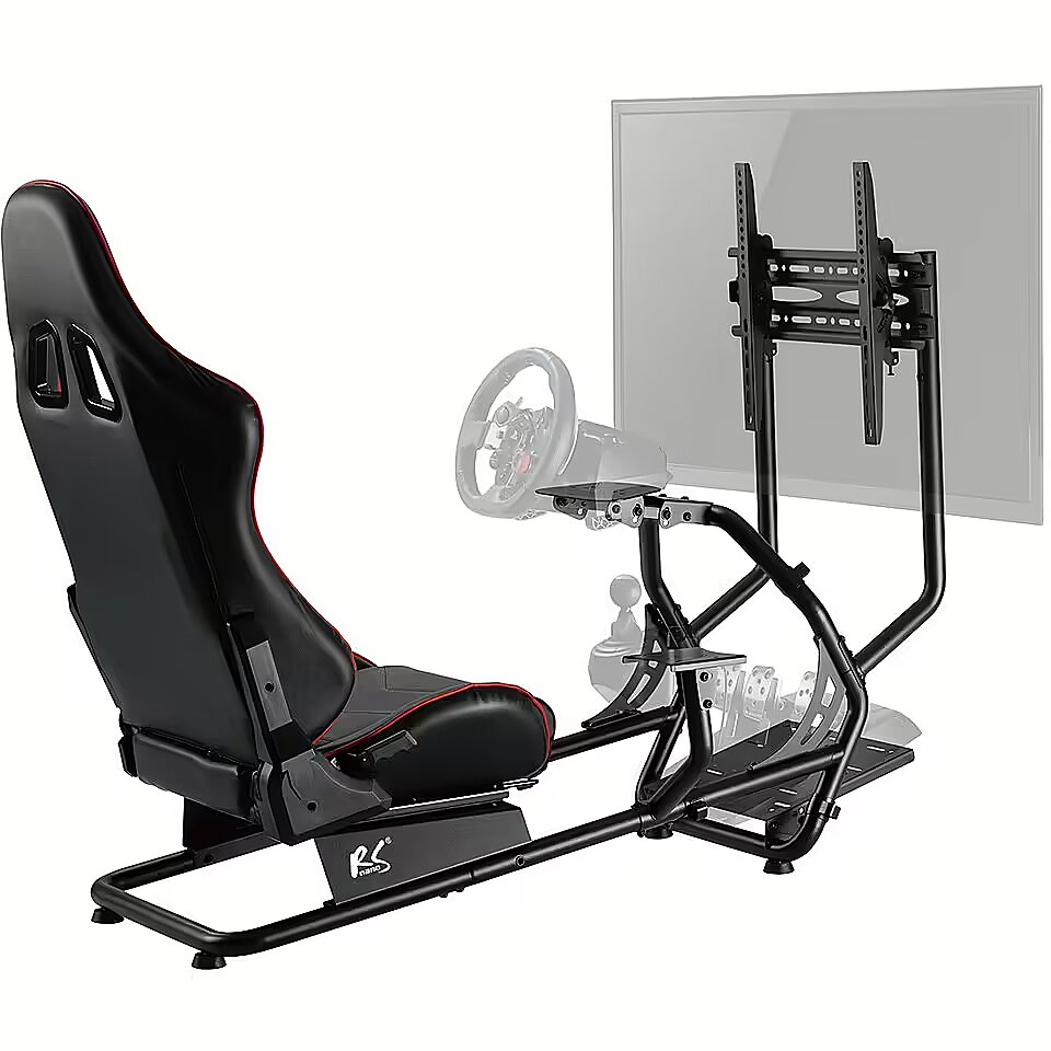 Nano Rs NanoRS RS160 Gaming Chair Racing Simulator Stand 3 in 1 PC Console Gamers Synthetic Leather Cover Steering Wheel Stand TV Bracket Up to 50 Max. Vesa 400x400 RS160