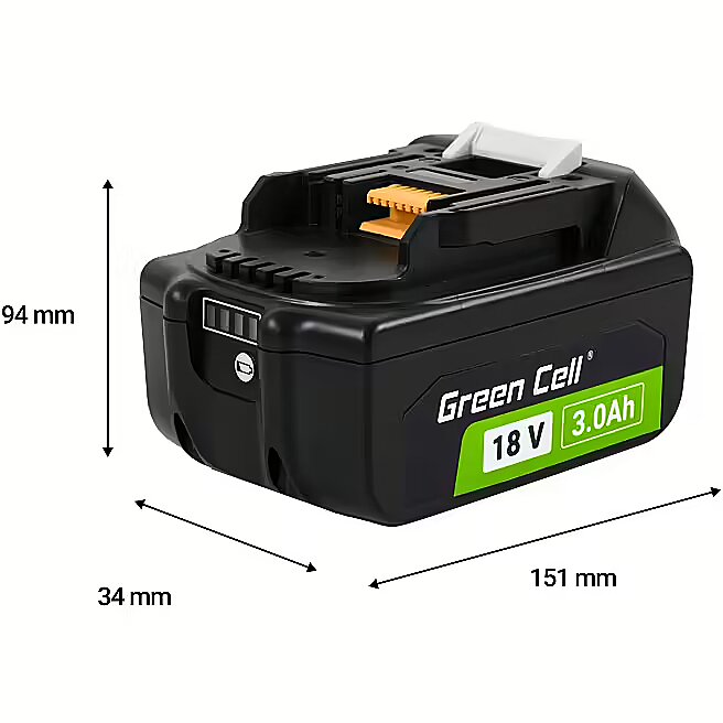 Green Cell Battery for Makita LXT 18V 3Ah replacement BL1830 PTMA18V3